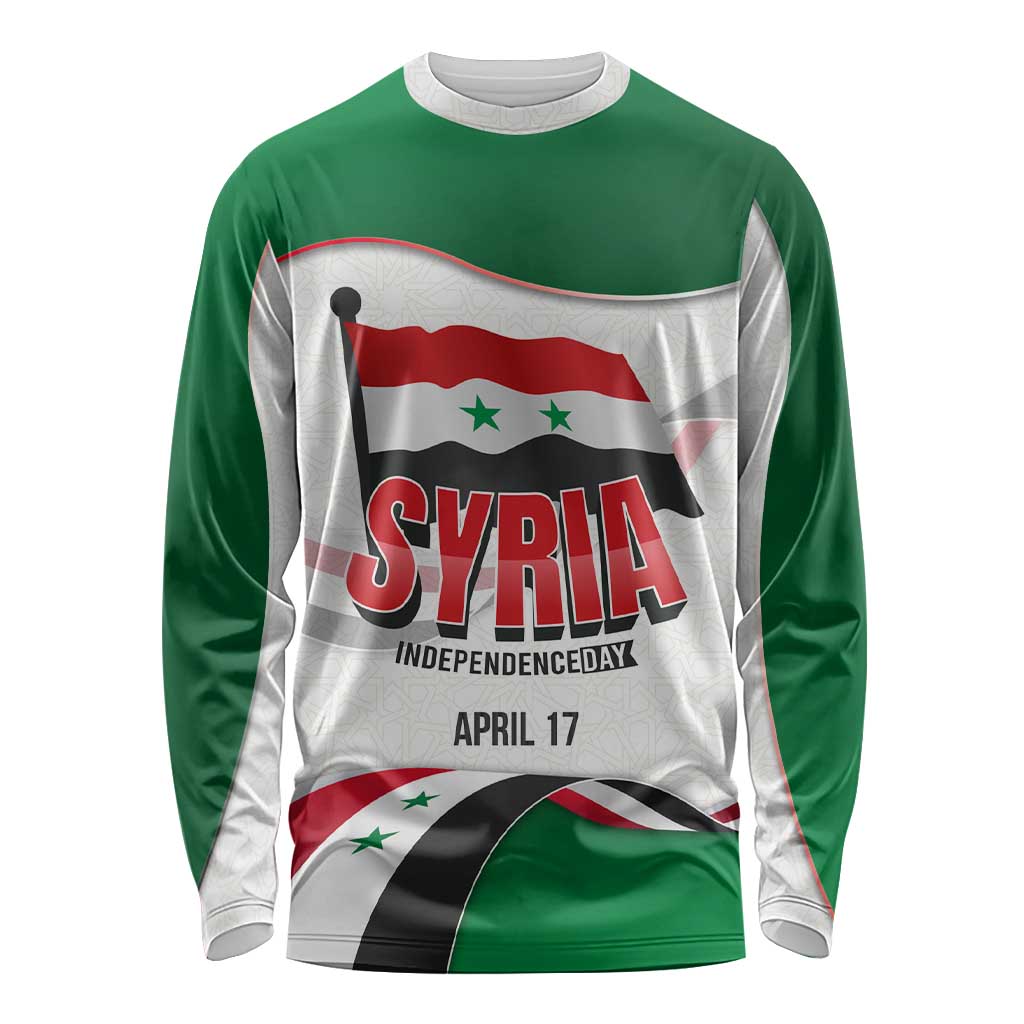 Syria Independence Day Long Sleeve Shirt with National Flag and Emblem