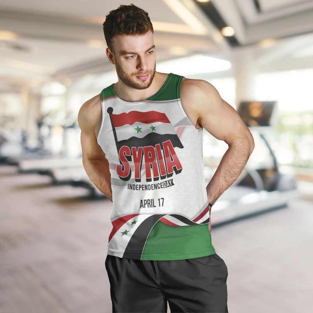 Syria Independence Day Men Tank Top with National Flag and Emblem