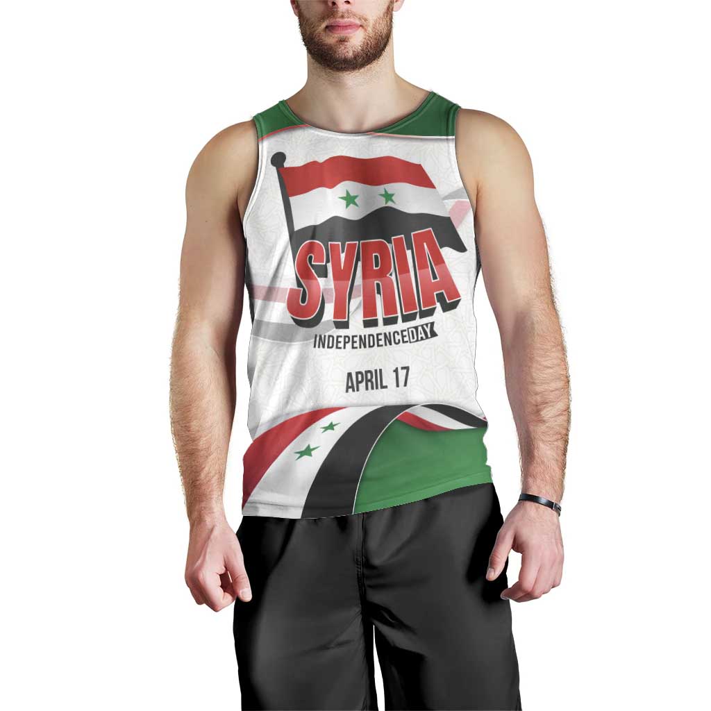 Syria Independence Day Men Tank Top with National Flag and Emblem