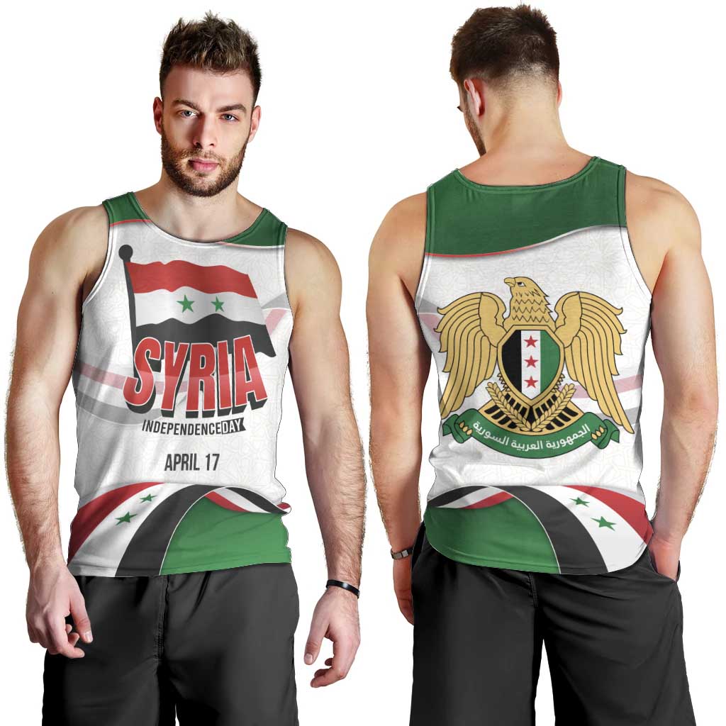 Syria Independence Day Men Tank Top with National Flag and Emblem
