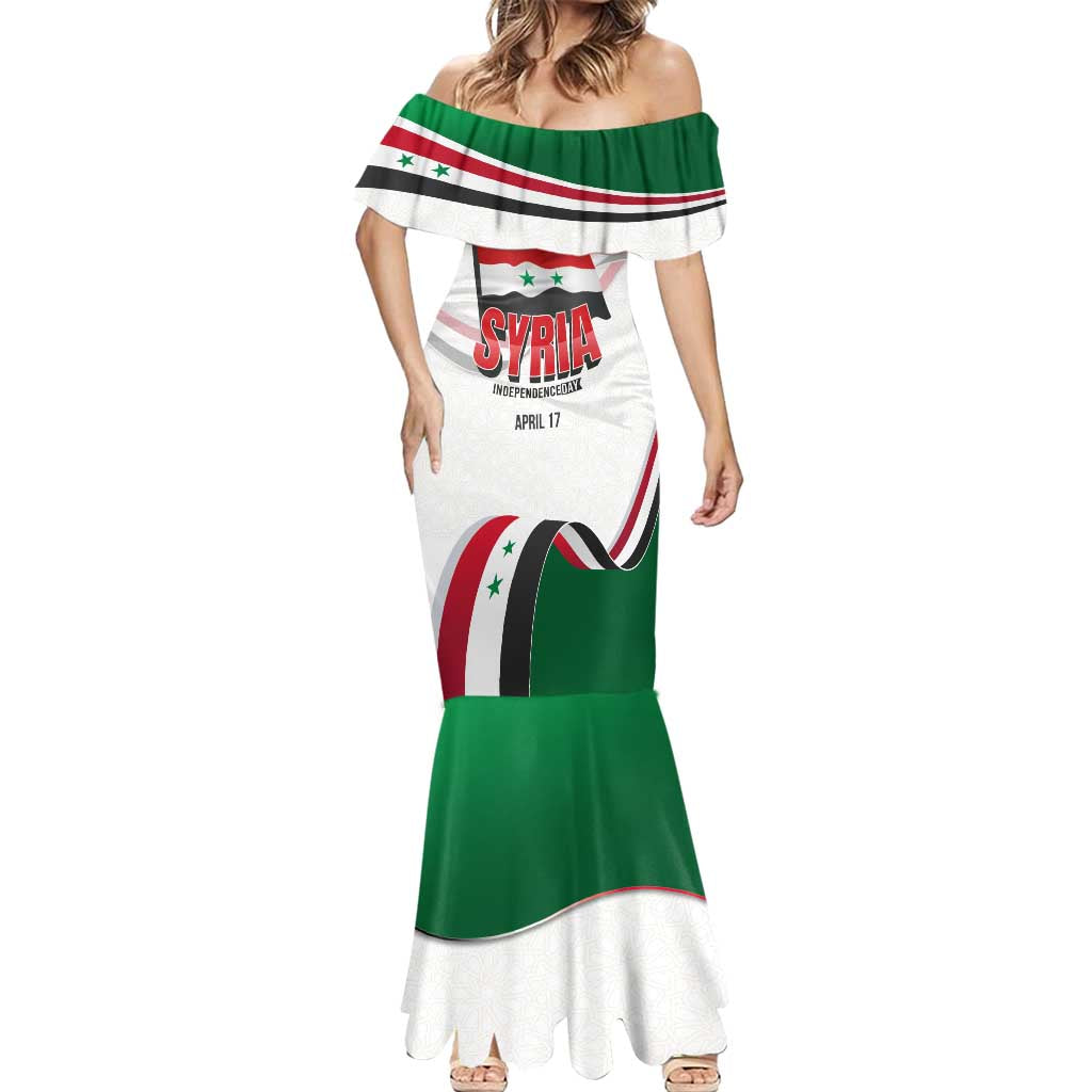 Syria Independence Day Mermaid Dress with National Flag and Emblem