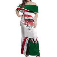 Syria Independence Day Off Shoulder Maxi Dress with National Flag and Emblem