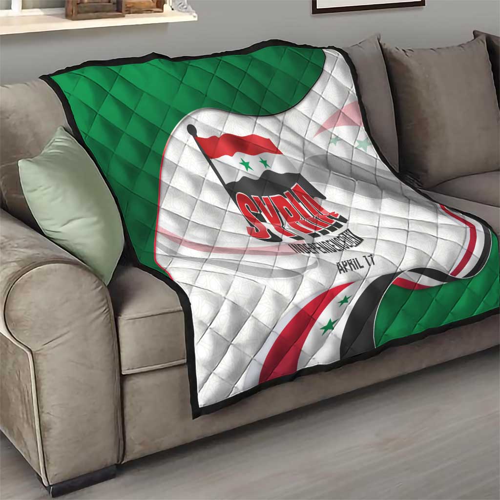 Syria Independence Day Quilt with National Flag and Emblem