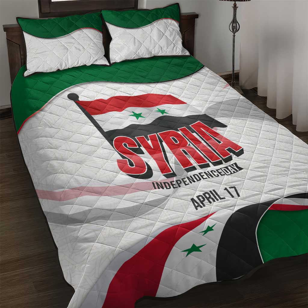 Syria Independence Day Quilt Bed Set with National Flag and Emblem