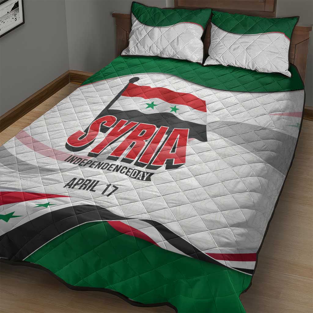 Syria Independence Day Quilt Bed Set with National Flag and Emblem