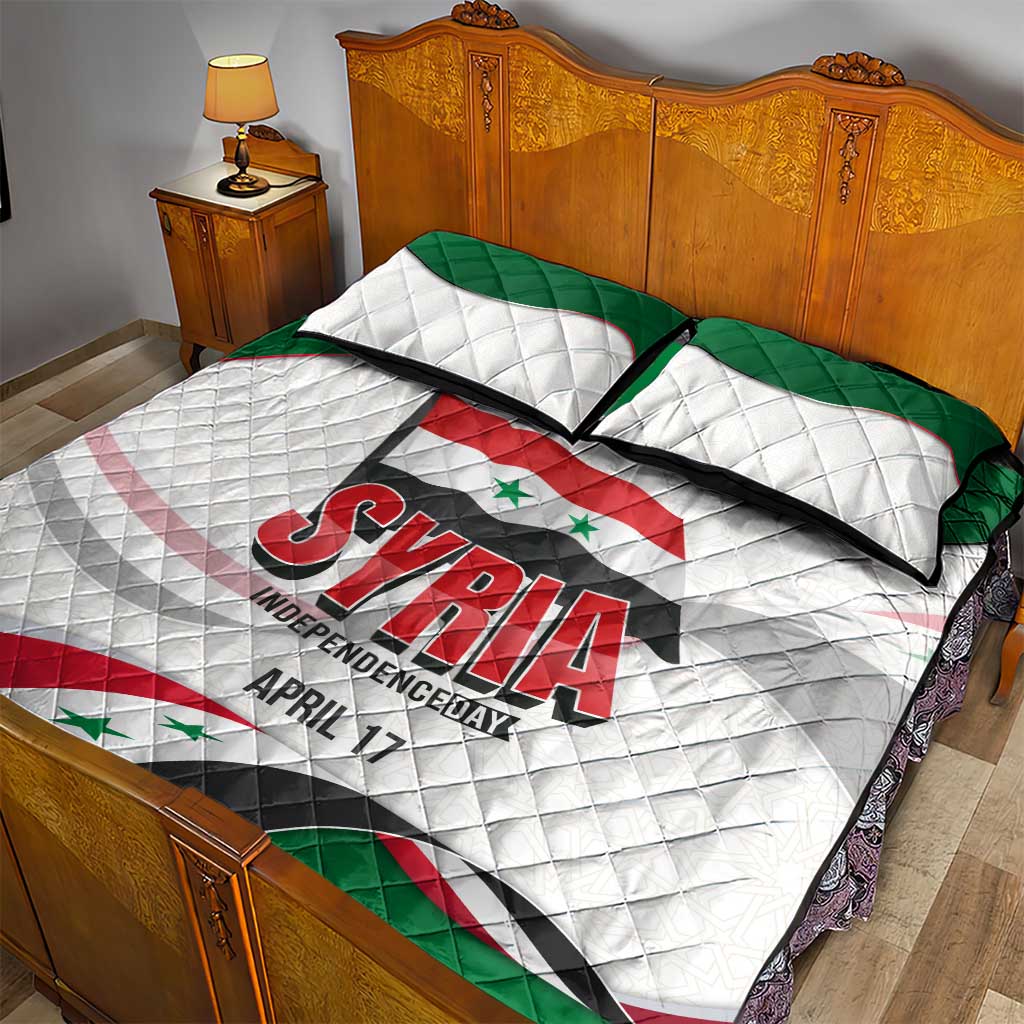 Syria Independence Day Quilt Bed Set with National Flag and Emblem