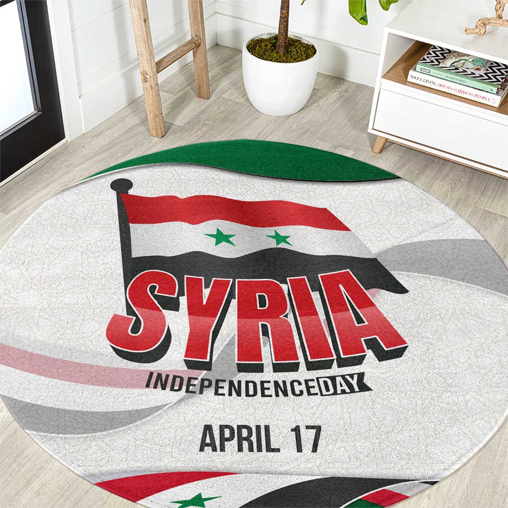 Syria Independence Day Round Carpet with National Flag and Emblem