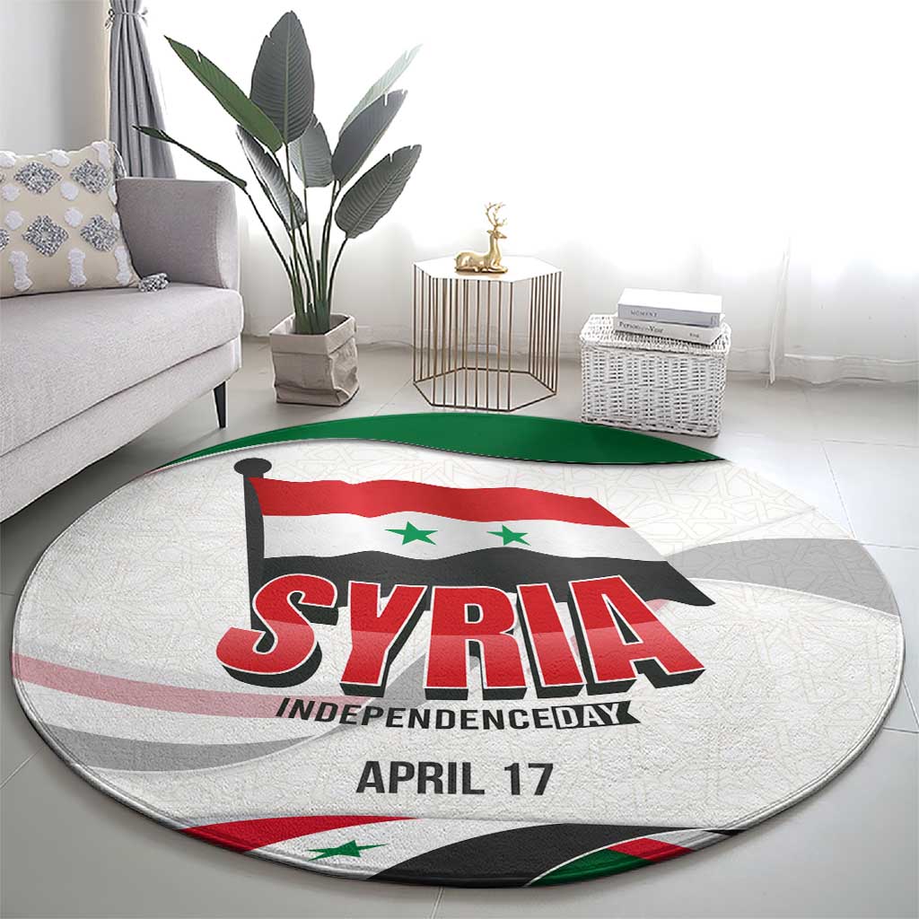 Syria Independence Day Round Carpet with National Flag and Emblem