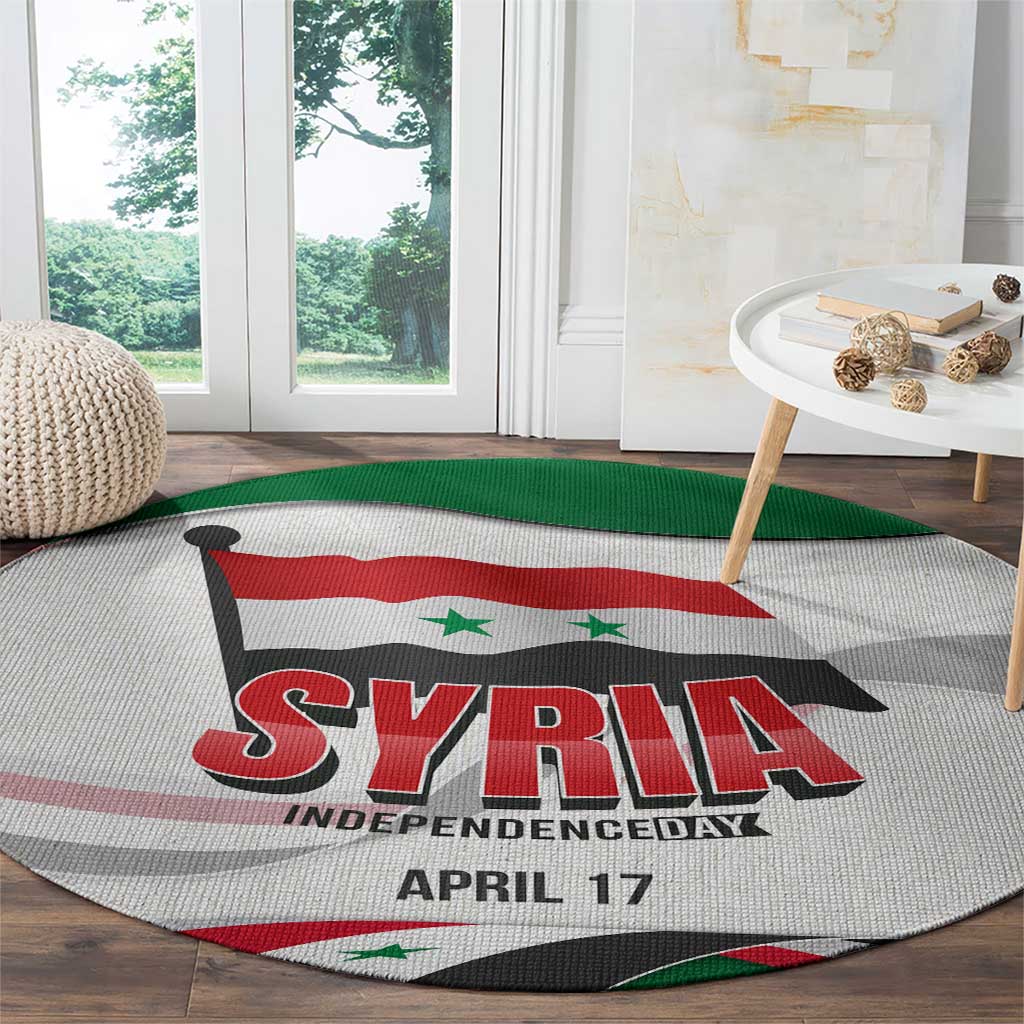 Syria Independence Day Round Carpet with National Flag and Emblem