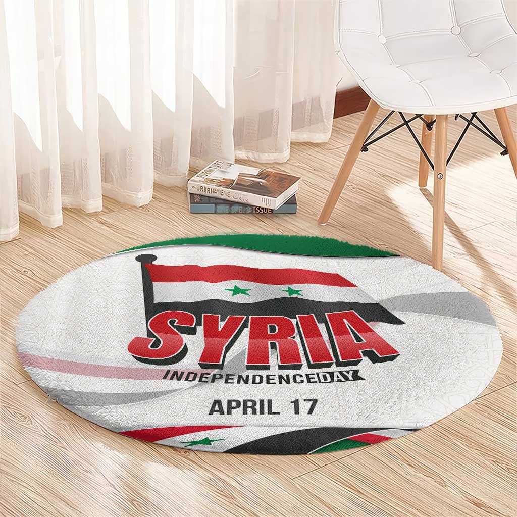 Syria Independence Day Round Carpet with National Flag and Emblem