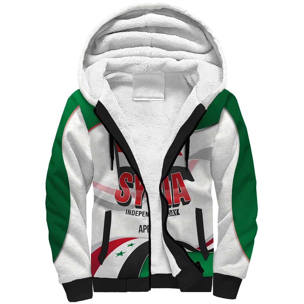 Syria Independence Day Sherpa Hoodie with National Flag and Emblem