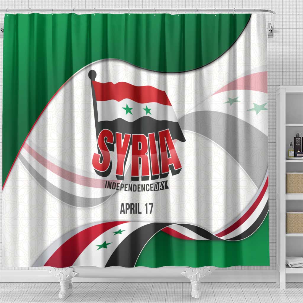 Syria Independence Day Shower Curtain with National Flag and Emblem