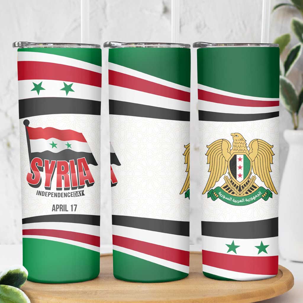 Syria Independence Day Skinny Tumbler with National Flag and Emblem