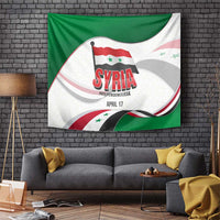 Syria Independence Day Tapestry with National Flag and Emblem