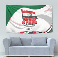 Syria Independence Day Tapestry with National Flag and Emblem