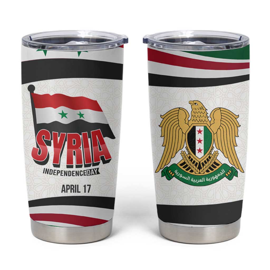 Syria Independence Day Tumbler Cup with National Flag and Emblem