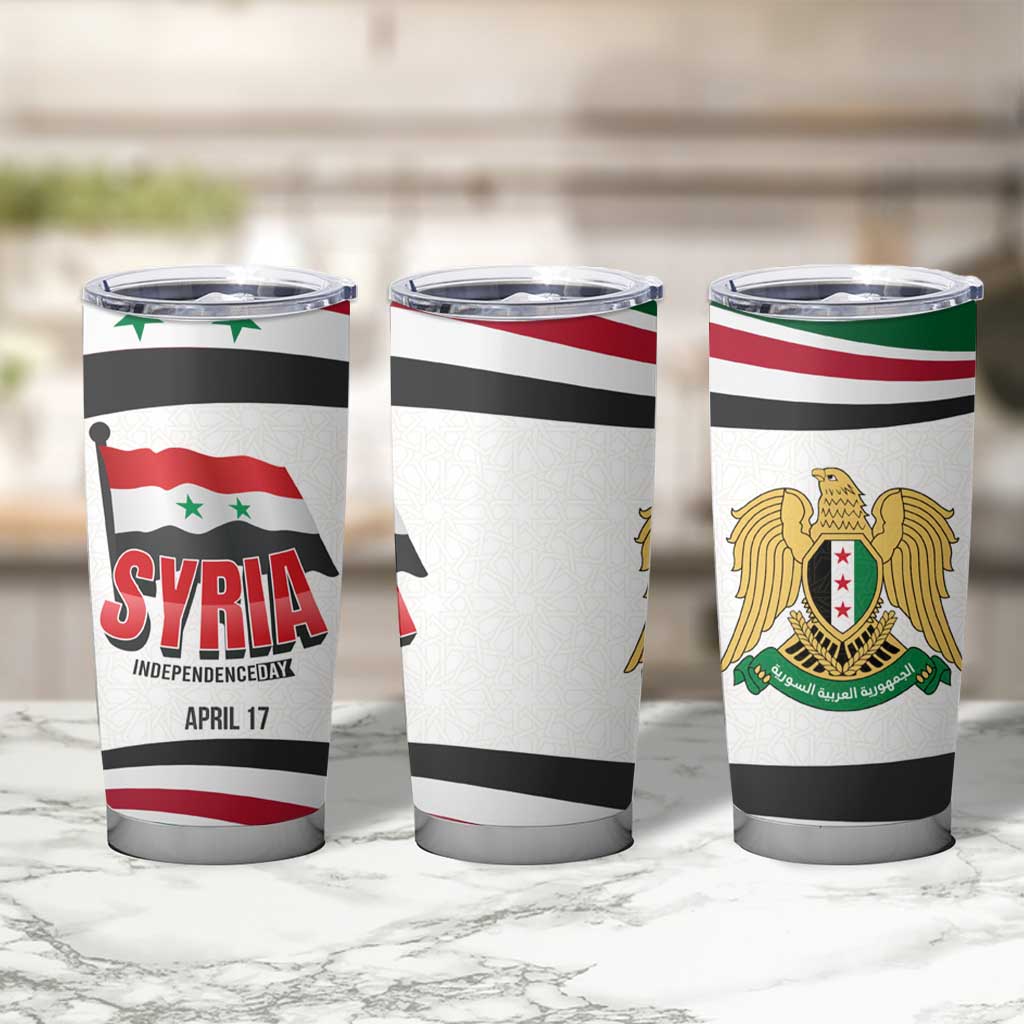 Syria Independence Day Tumbler Cup with National Flag and Emblem