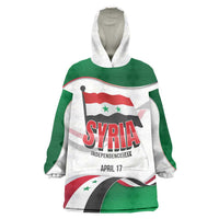 Syria Independence Day Wearable Blanket Hoodie with National Flag and Emblem