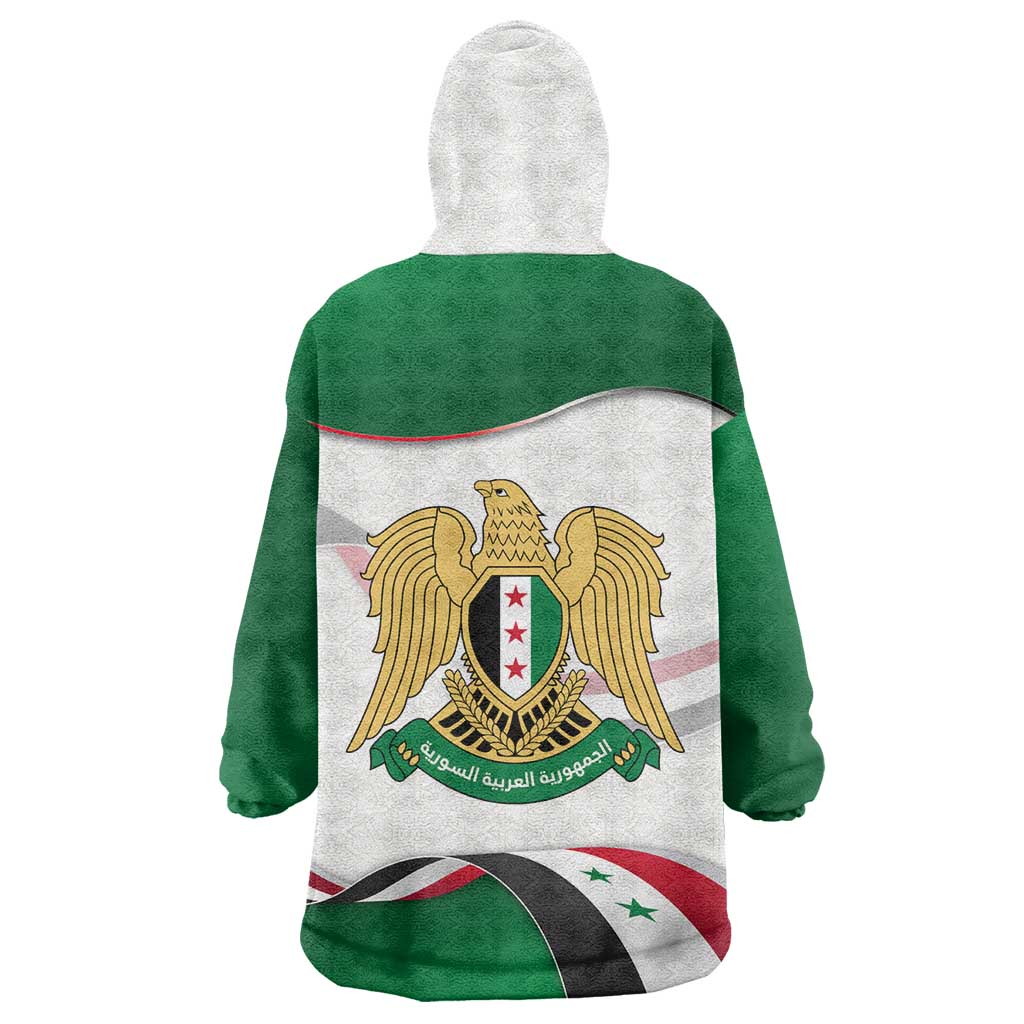 Syria Independence Day Wearable Blanket Hoodie with National Flag and Emblem