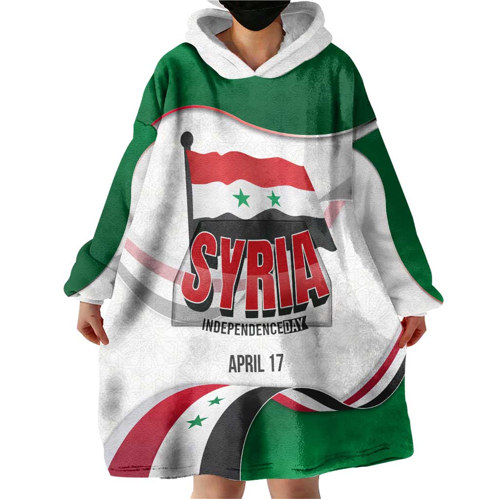 Syria Independence Day Wearable Blanket Hoodie with National Flag and Emblem