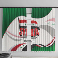 Syria Independence Day Window Curtain with National Flag and Emblem