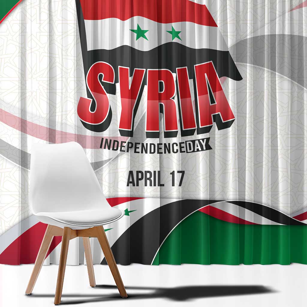 Syria Independence Day Window Curtain with National Flag and Emblem