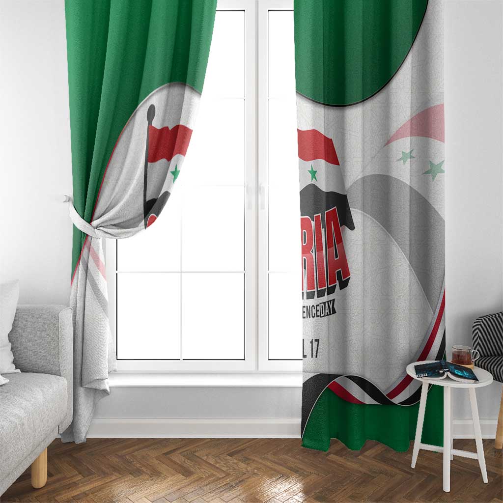 Syria Independence Day Window Curtain with National Flag and Emblem