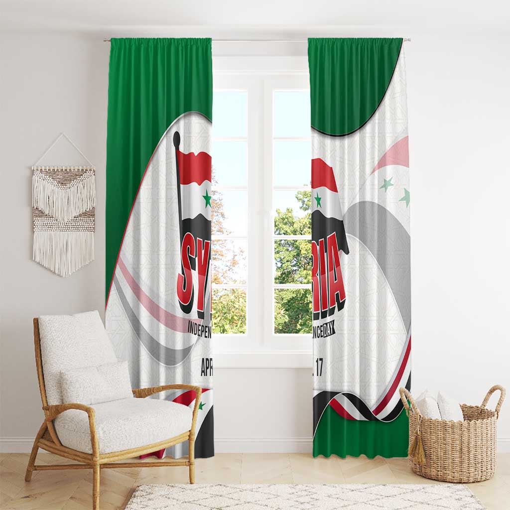 Syria Independence Day Window Curtain with National Flag and Emblem
