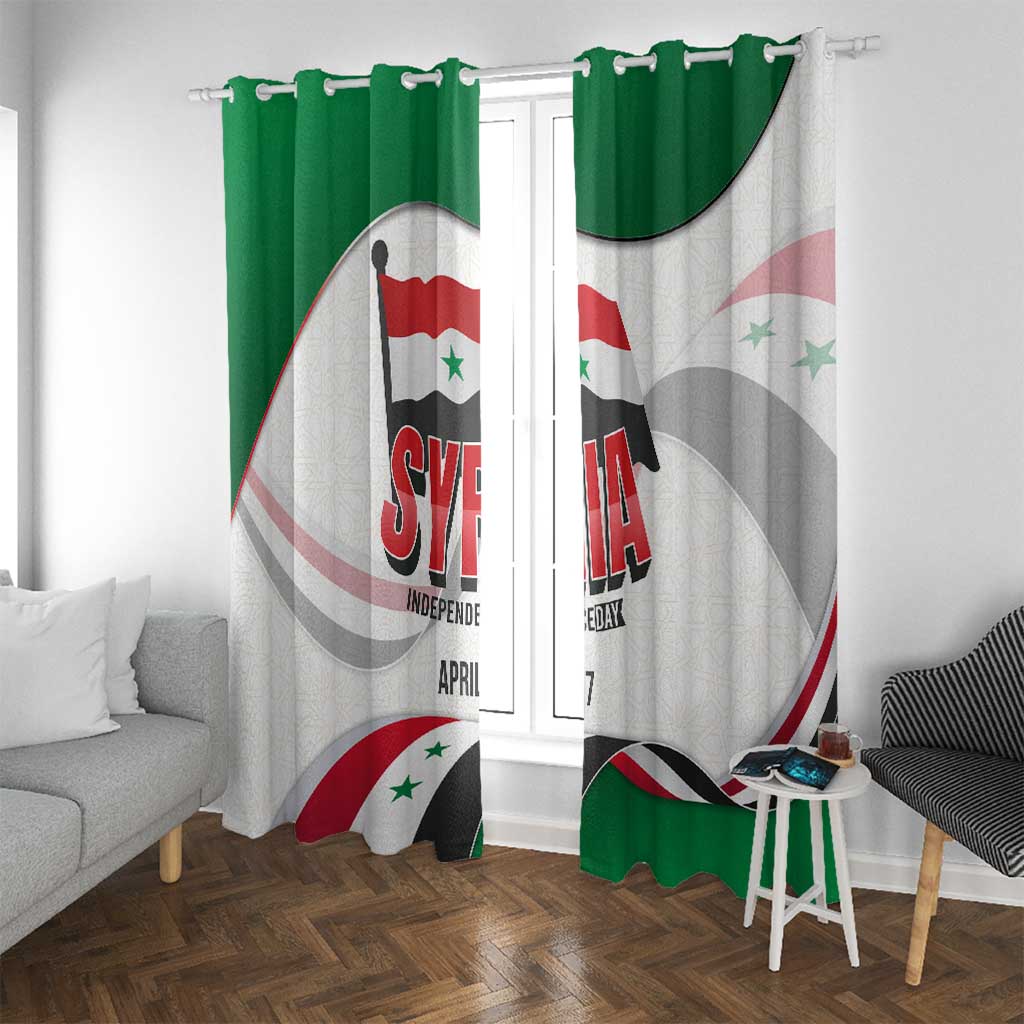 Syria Independence Day Window Curtain with National Flag and Emblem