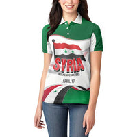 Syria Independence Day Women Polo Shirt with National Flag and Emblem