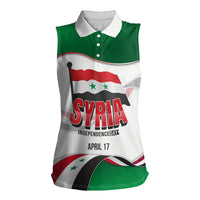 Syria Independence Day Women Sleeveless Polo Shirt with National Flag and Emblem