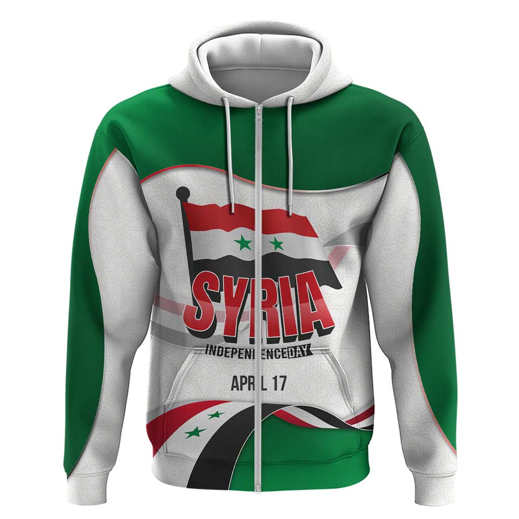 Syria Independence Day Zip Hoodie with National Flag and Emblem
