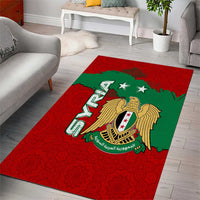Syria National Emblem Area Rug with Map and Flag Pattern