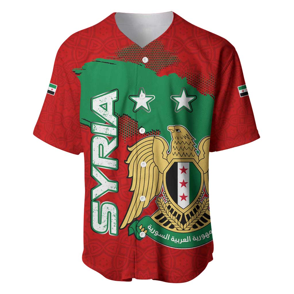 Syria National Emblem Baseball Jersey with Map and Flag Pattern
