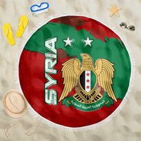 Syria National Emblem Beach Blanket with Map and Flag Pattern