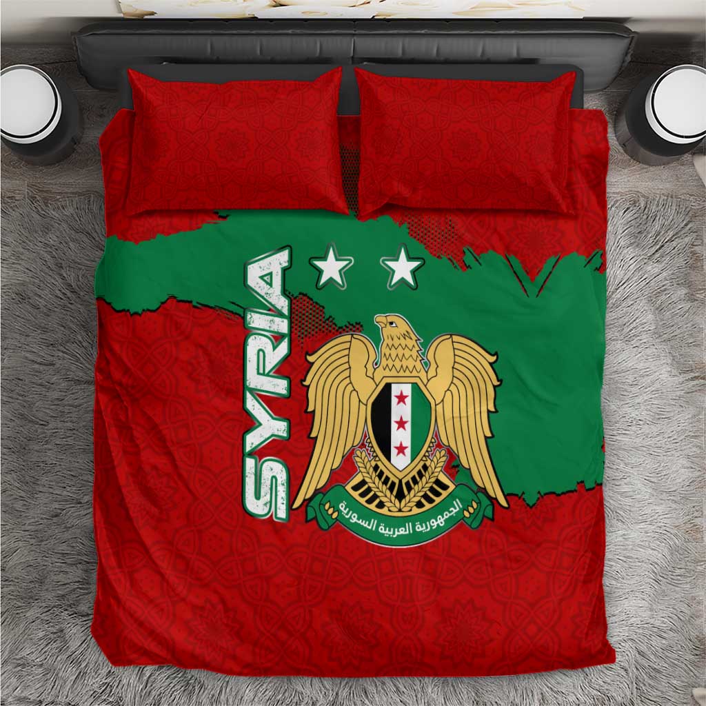 Syria National Emblem Bedding Set with Map and Flag Pattern