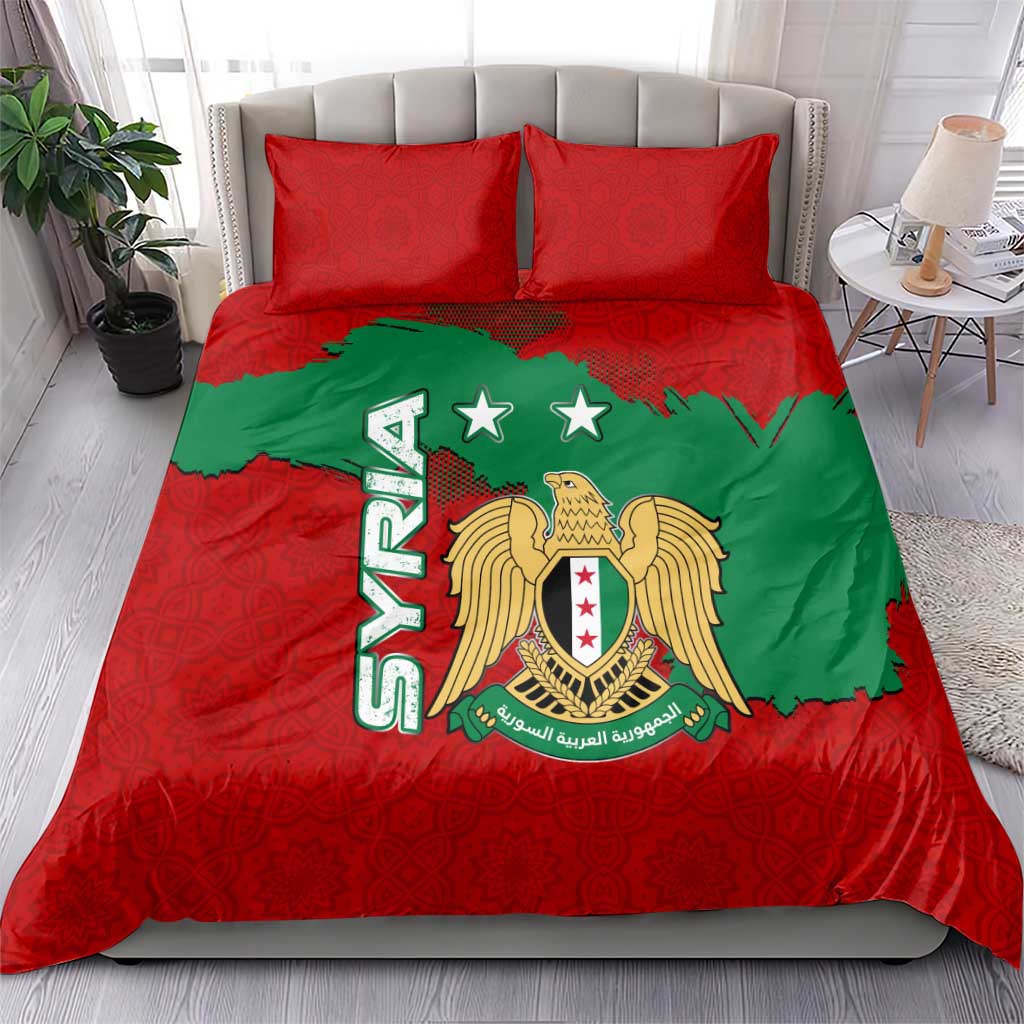 Syria National Emblem Bedding Set with Map and Flag Pattern