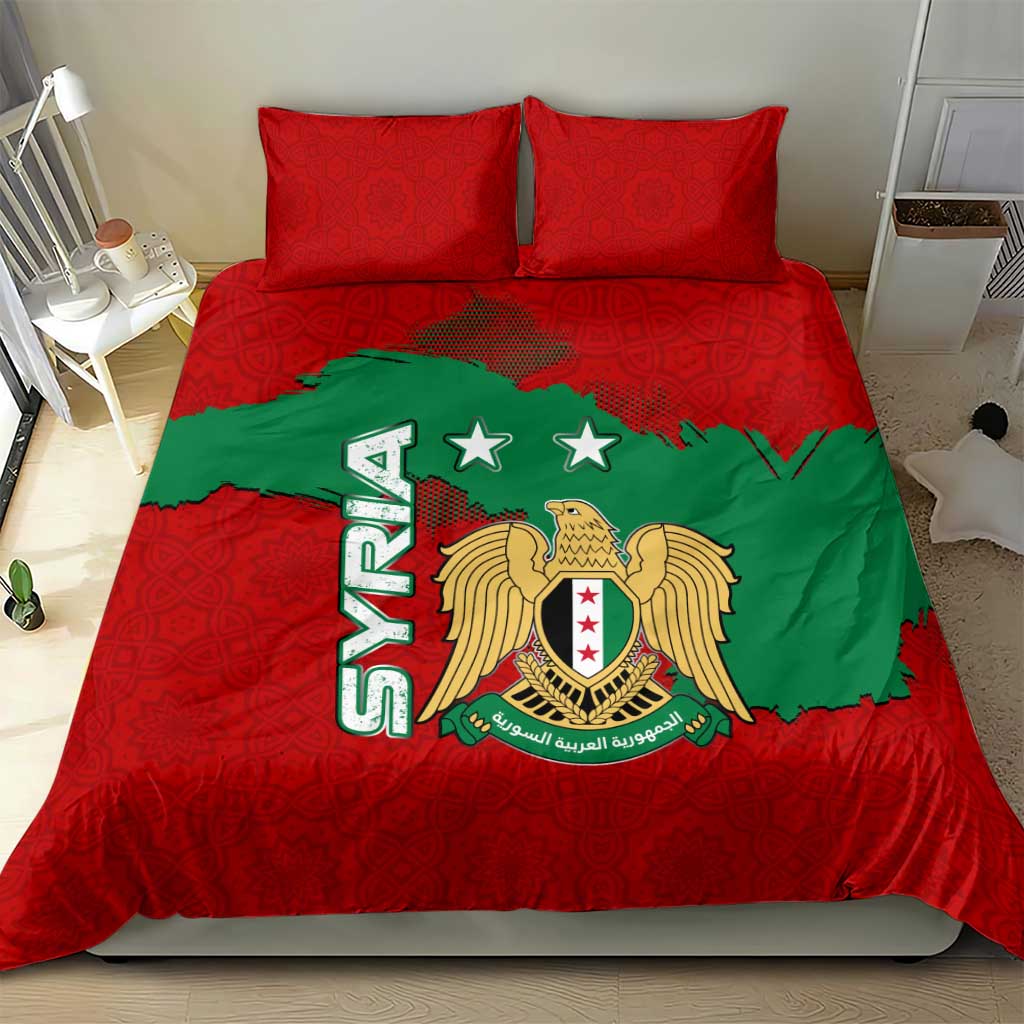 Syria National Emblem Bedding Set with Map and Flag Pattern