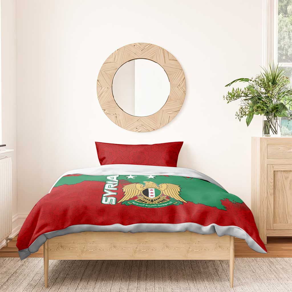 Syria National Emblem Bedding Set with Map and Flag Pattern