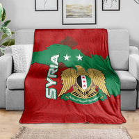 Syria National Emblem Blanket with Map and Flag Pattern