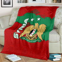 Syria National Emblem Blanket with Map and Flag Pattern