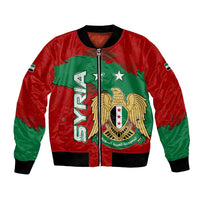 Syria National Emblem Bomber Jacket with Map and Flag Pattern