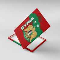 Syria National Emblem Canvas Wall Art with Map and Flag Pattern