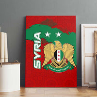 Syria National Emblem Canvas Wall Art with Map and Flag Pattern