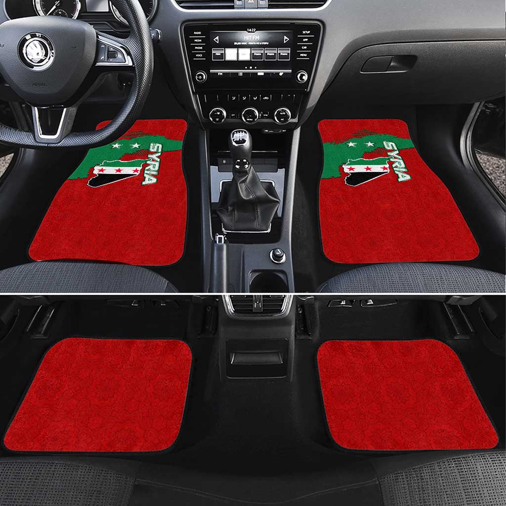 Syria National Emblem Car Mats with Map and Flag Pattern