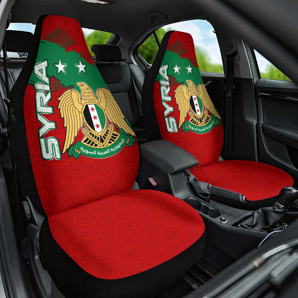 Syria National Emblem Car Seat Cover with Map and Flag Pattern