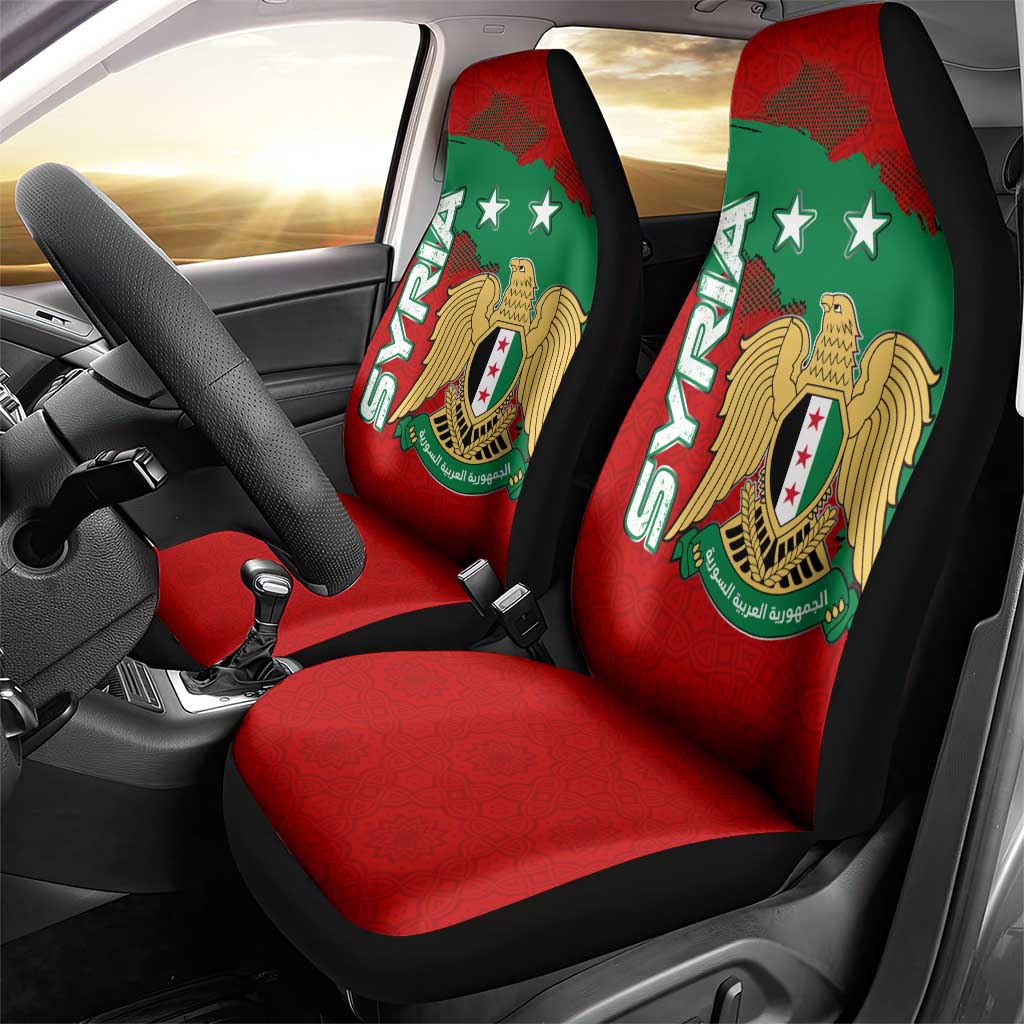 Syria National Emblem Car Seat Cover with Map and Flag Pattern
