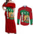 Syria National Emblem Couples Matching Off Shoulder Maxi Dress and Long Sleeve Button Shirt with Map and Flag Pattern