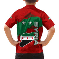 Syria National Emblem Family Matching Long Sleeve Bodycon Dress and Hawaiian Shirt with Map and Flag Pattern