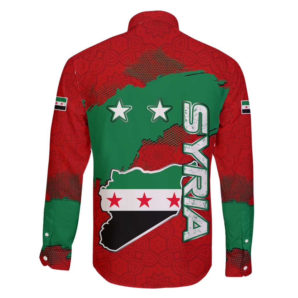 Syria National Emblem Family Matching Long Sleeve Bodycon Dress and Hawaiian Shirt with Map and Flag Pattern